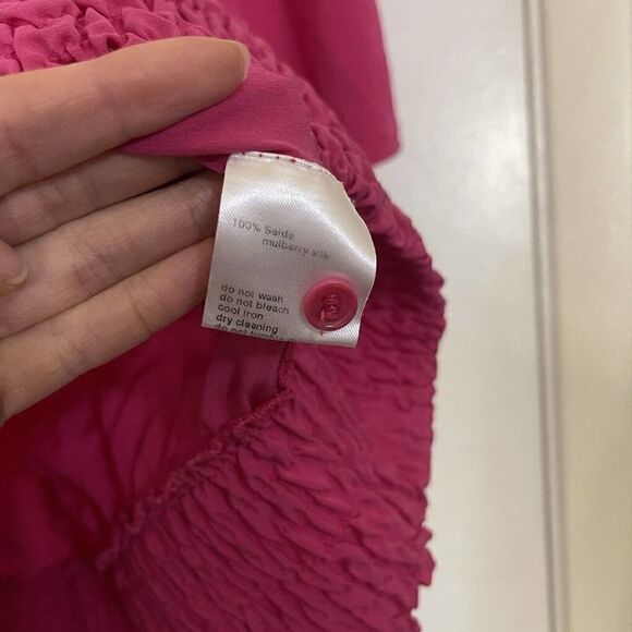 Akris Punto Blouse Top Pink Short Dolman Sleeves Silk Elastic Hem size 8 - Picture 6 of 8